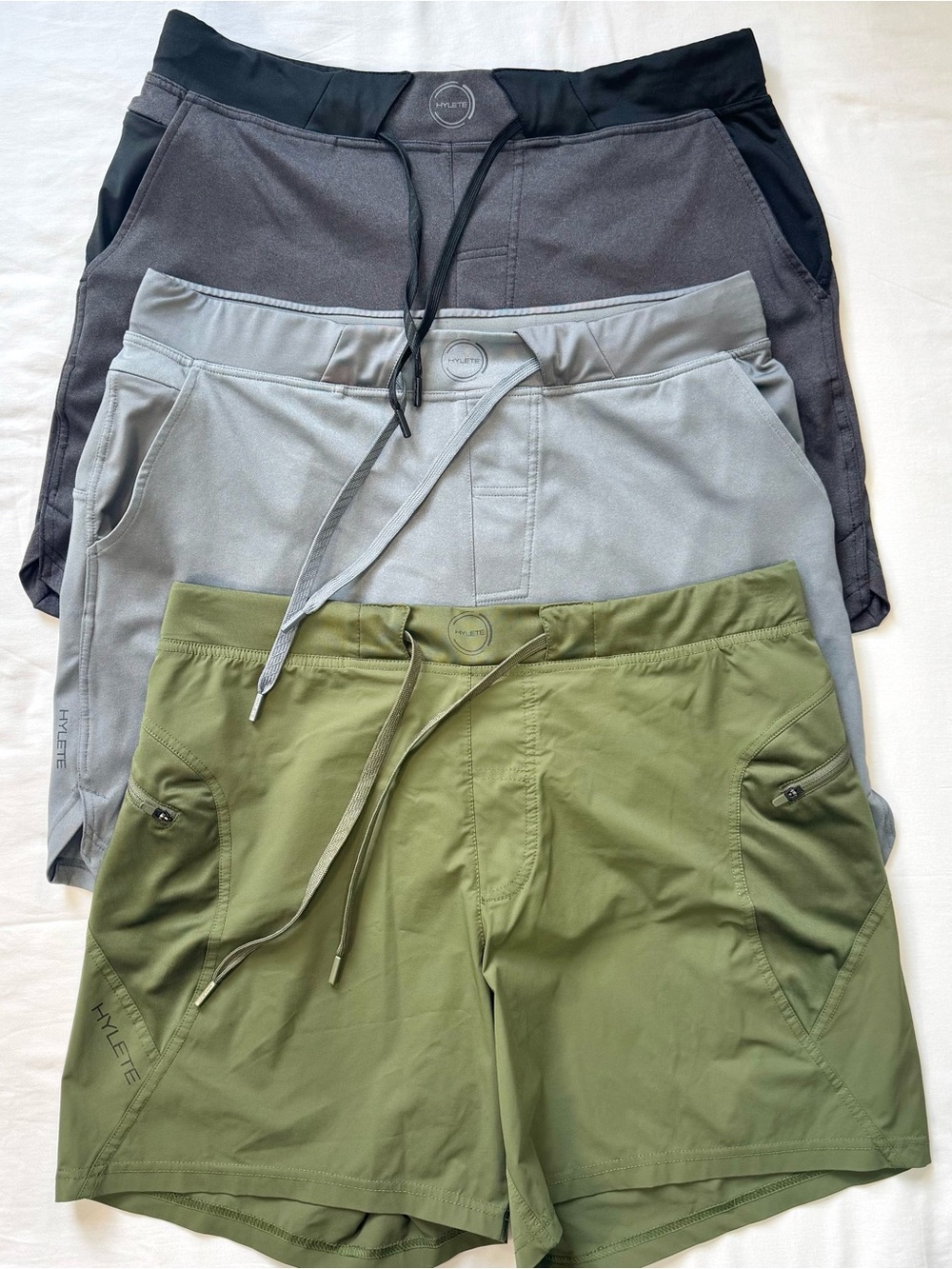 Hylete Shorts Set Of 3 Men’s Large Quad-Cut Stretch Pocket Gym Running Active